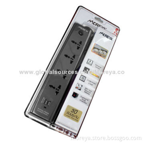 USB Spike Guard with 4-outlet, Can Charge Mobiles and Tablet PCs Without AC Adapter